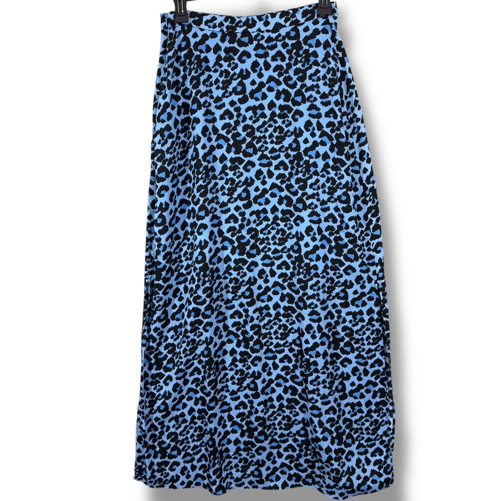 Banana Republic Blue Leopard Animal Print Maxi Skirt Size 2